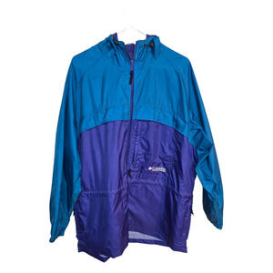 90s Vintage Columbia Color Block Windbreaker Purple and Teal Women's Size XL